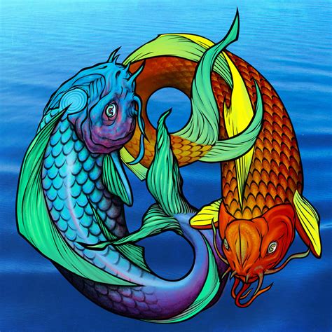 Koi Fish/Pisces/Ying Yang by awolfillustrations on DeviantArt