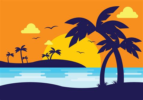 Beach Silhouette Vector at GetDrawings | Free download