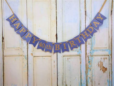 Happy Birthday Banner Blue and Gold Birthday Banner Add - Etsy