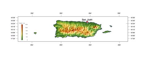 Detailed elevation map of Puerto Rico | Puerto Rico | North America ...