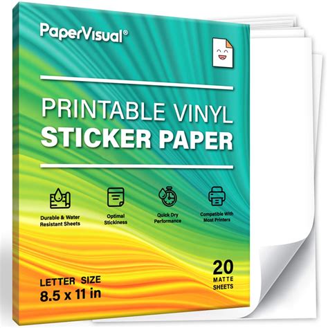 Buy PAPERVISUAL Printable Vinyl Sticker Paper for Inkjet Printer 20 ...