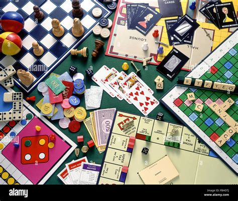 Still-life selection of board games (Monopoly, Chess, Cluedo Stock ...