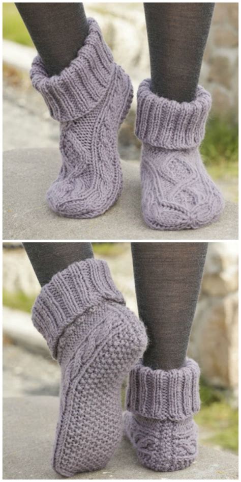 Ladies Knitted Slipper Boots Free Patterns You'll Adore | The WHOot ...