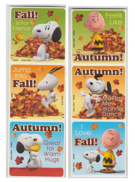 25 Peanuts Charlie Brown Snoopy Autumn / Fall Stickers | Etsy