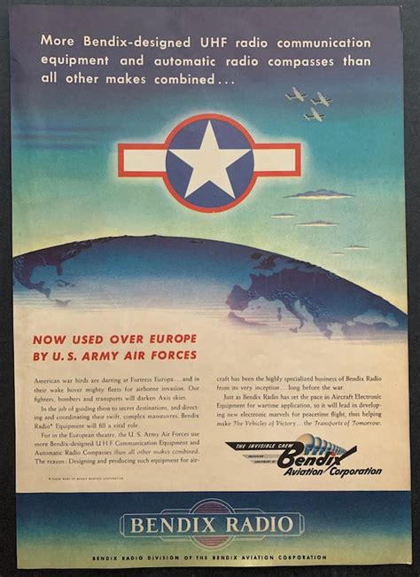 Vintage 1943 Bendix Aviation Corporation Radios WW2 Print Ad - Etsy