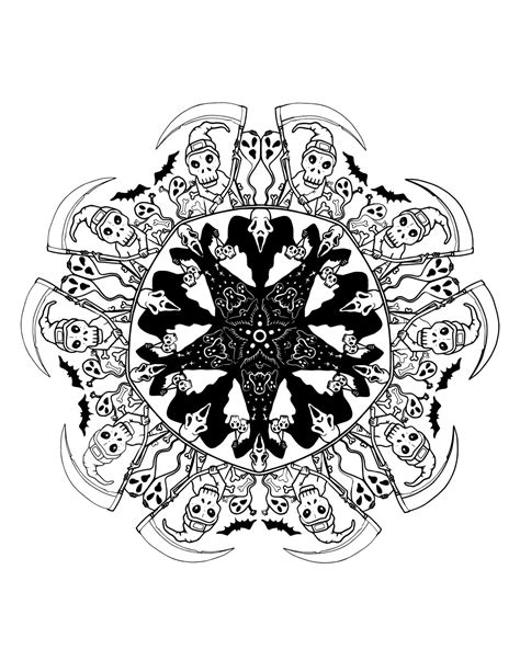 20 Halloween Mandala Coloring Pages - Etsy