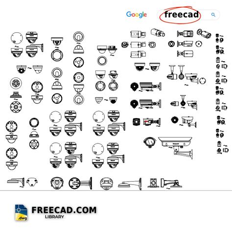 Security Camera DWG Blocks Library in CAD for Architects. Drawing