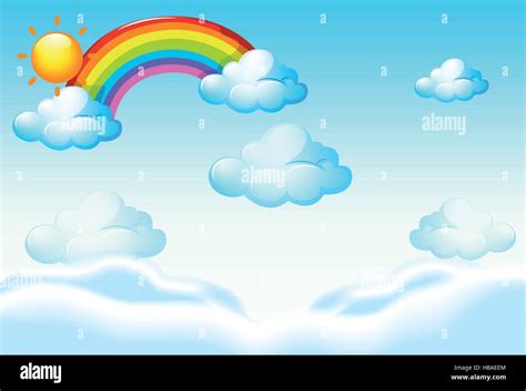 Background template with rainbow and clouds illustration Stock Vector ...