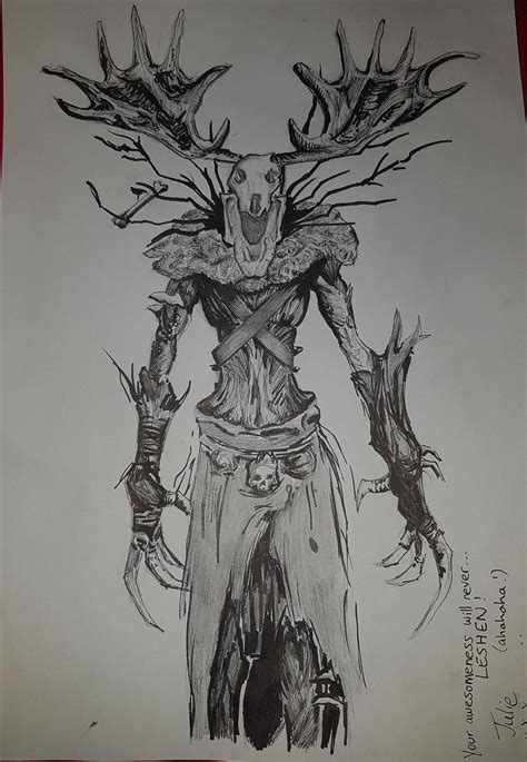 Friend did this awesome drawing of a Leshen from The Witcher 3 Creepy ...