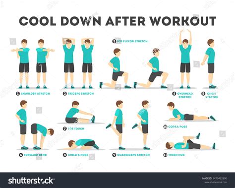 Cool Down After Workout Exercise Set Stock Vector (Royalty Free ...