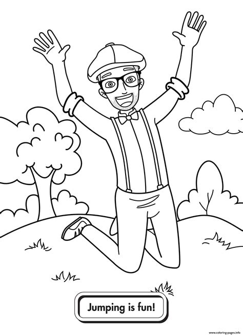 Blippi Jumping Is Fun Coloring page Printable