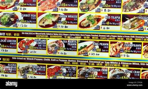 Food court menu boards with photos of each dish Stock Photo - Alamy