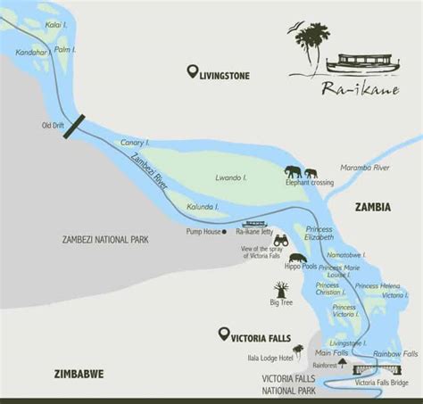 Zambezi River Map | Ra-Ikane Cruises | Luxury Victoria Falls