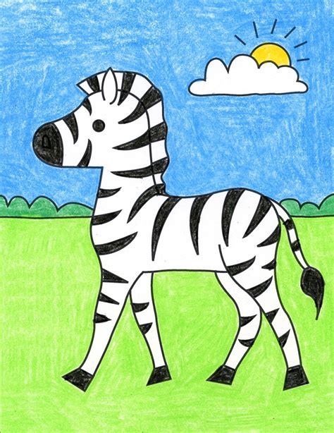 Easy How to Draw a Zebra Tutorial and Zebra Coloring Page