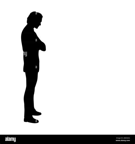 Silhouette of man standing pensive. Illustration graphics icon Stock ...