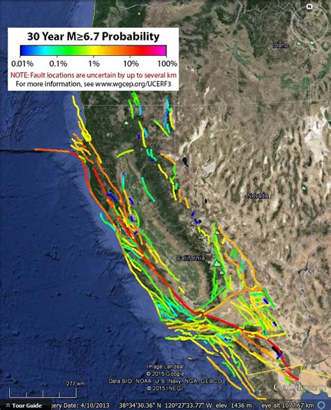 California fault lines and earthquake probabilities - Google Earth Blog