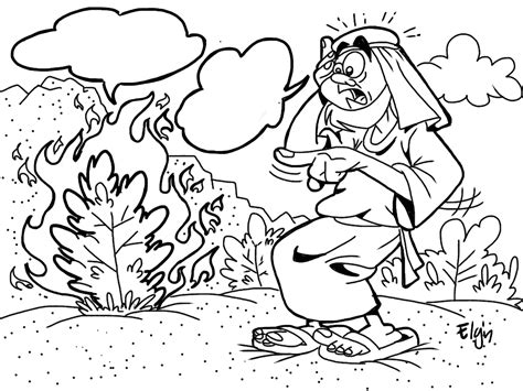 Moses and the Burning Bush Cartoon & Coloring Page - Ministry To Children