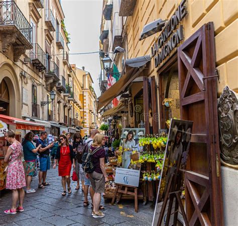 Narrow Shopping Street, Sorrento Italy Editorial Stock Image - Image of ...