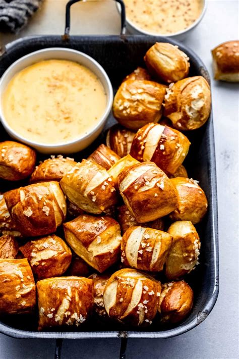 Easy Homemade Soft Pretzel Bites with Cheese Dip