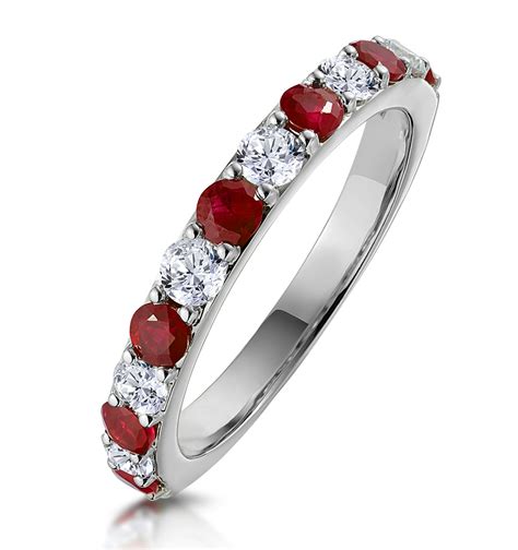 Ruby and 0.50ct Lab Diamond Asteria Eternity Ring in 9K White Gold