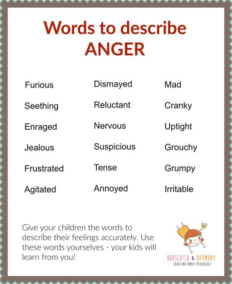 Words to describe anger - Hopscotch & Harmony