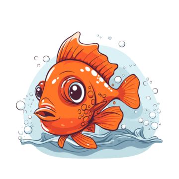 Orange Fish Vector, Sticker Clipart An Orange Fish With Bubbles And ...