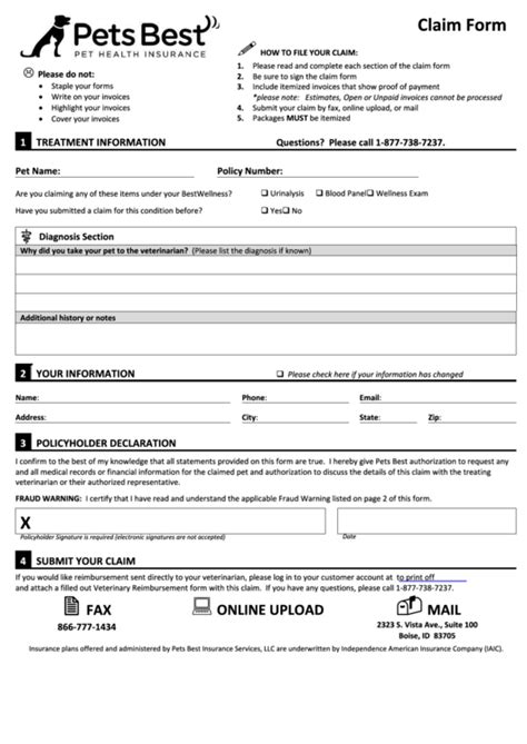 Printable Nationwide Pet Insurance Claim Form - Printable Form 2024