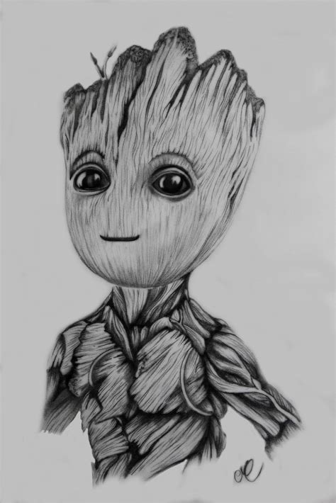 Drawing Baby Groot | Guardions of the Galaxy — Steemit | Marvel art ...