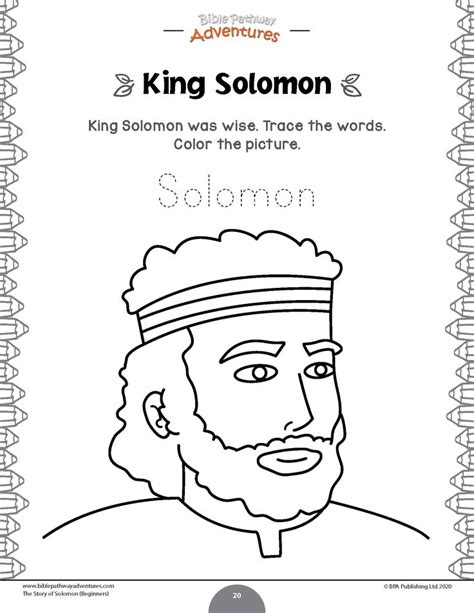 The story of Solomon Activity Book for Beginners | Bible study for kids ...