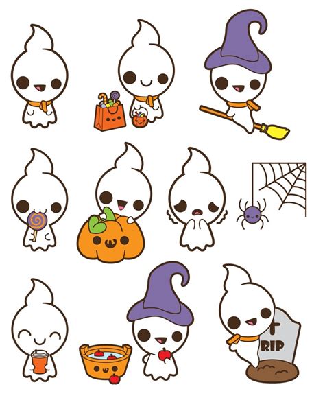 Kawaii ghost clipart cute ghost clipart kawaii halloween etsy – Artofit