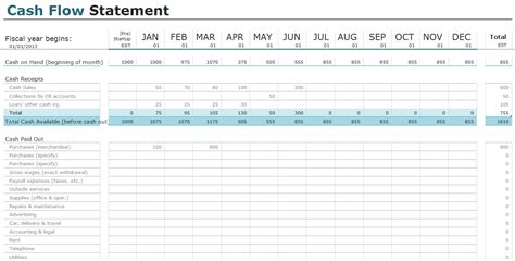 Cashflow Excel Template