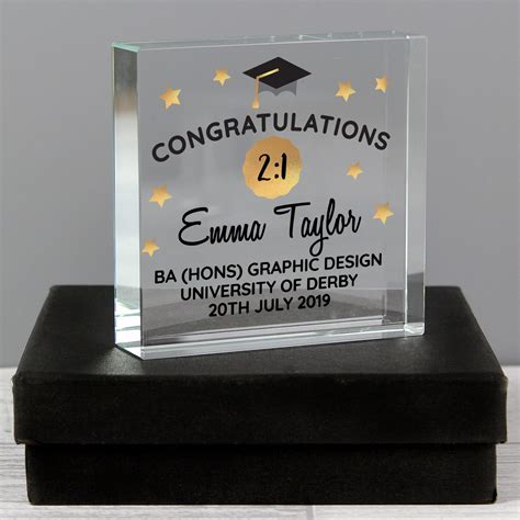 Personalised Graduation Crystal Token - Engraved Graduation Gifts