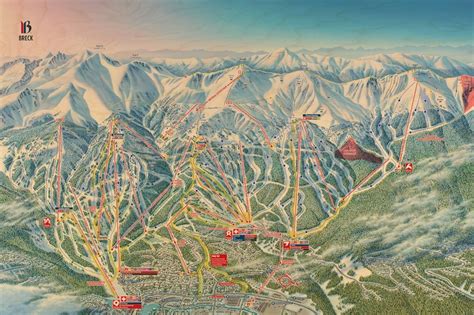 Breckenridge Resort Licensed Trail Map Small Maple Wood Print 16 X 25 ...