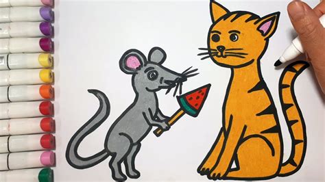 How To Draw Cat And Mouse || Draw For Kids - YouTube