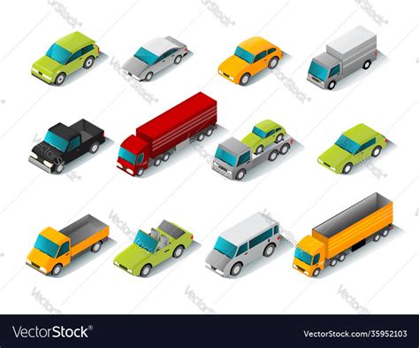 Isometric car icons set Royalty Free Vector Image