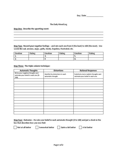 Daily Mood Log Burns 1989 | PDF | Social Psychology | Subjective ...