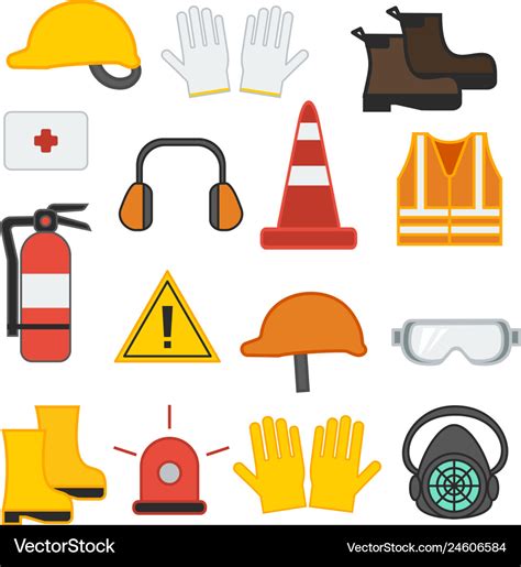 Set of safety equipment for construction Vector Image