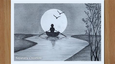 Moonlight Scenery Drawing Pencil Shading - Harcrateremtettek