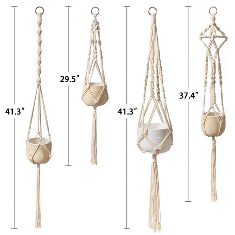 Boho Macrame Plant Hangers Set of 4 | Timeyard