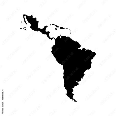 silhouette of latin america map icon over white background. vector ...