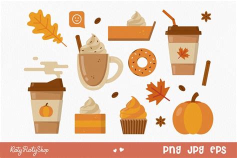 Pumpkin spice latte clipart, Fall coffee clipart