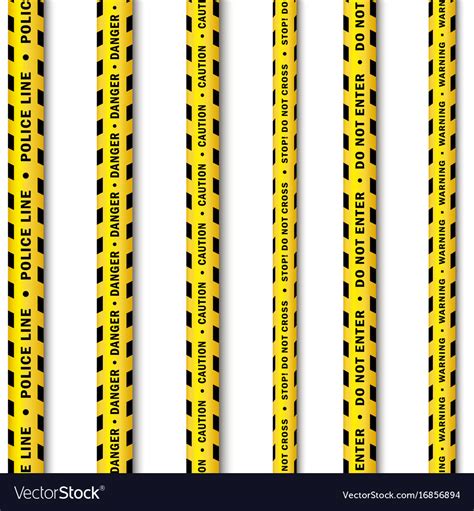 Yellow black police tape set isolated Royalty Free Vector