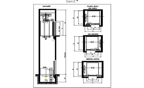 Elevator plan and section detail dwg file | Elevator design, How to ...