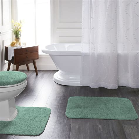 Mainstays Basic 3 Piece Bath Rug Set, Clearly Aqua, 19.5" x 32 ...