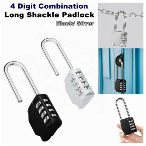 4 Digit Number Combination Pad Lock Long Shackle Padlock Outdoor ...