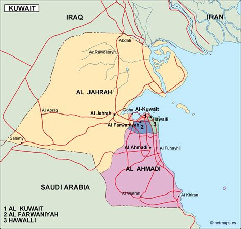 kuwait political map. Eps Illustrator Map | Vector World Maps