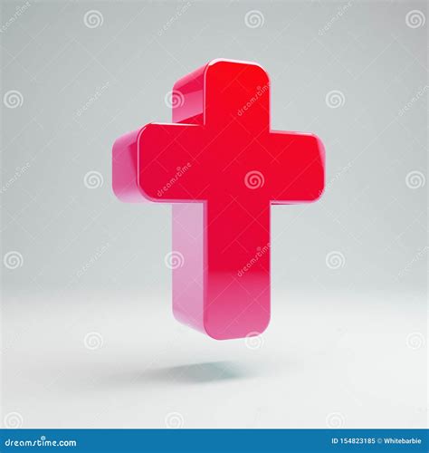 Volumetric Glossy Hot Pink Cross Icon Isolated On White Background ...