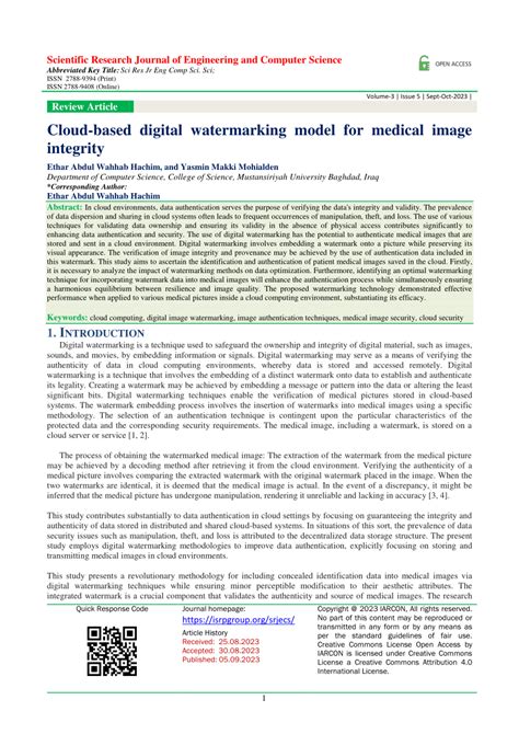 (PDF) Cloud-based digital watermarking model for medical image integrity