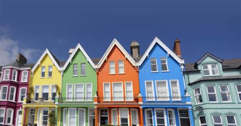 Yellow Red Orange Green Blue Sky Houses by the Sea Whitehead N. Ireland ...