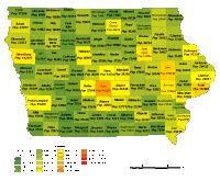 Editable Iowa County Populations Map - Illustrator / PDF | Digital ...